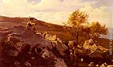 Henri-Joseph Harpignies Boys By The Sea painting